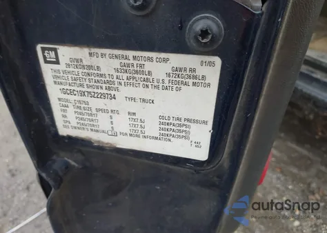 2005 Chevrolet Silverado 1500 Ls z USA, uszkodzony, nr VIN 1GCEC19X75Z229734